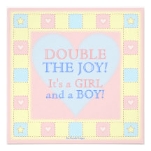 Rose et bleu jumelle le baby shower d'édredon de p cartons d'invitation