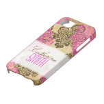 Rose et cas de l'iPhone 5 de damassé de Brown Coque iPhone 5 Case-Mate