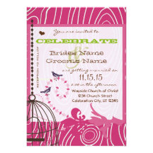 ROSE et inséparables en bois de grain de Brown ver Invitations Personnalisées
