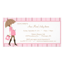 Rose et invitation de baby shower de Brown Photocarte