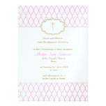 Rose et invitation de baptême de baptême d'or