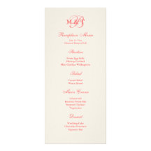 Rose et menu de réception de monogramme de Champag Double Carte Personnalisée