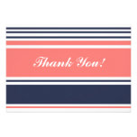 Rose et Merci plat de rayures modernes bleues Invitations Personnalisées