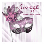 Rose et partie pourpre de mascarade du bonbon 16 cartons d'invitation