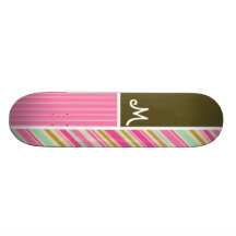 Rose et rayures de Seafoam Gren ; Rayé Skateboards Customisés