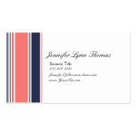 Rose et rayures modernes bleues cartes de visite professionnelles