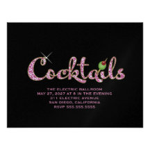 Rose étincelant de bubble-gum de 311 cocktails mét invitation personnalisée