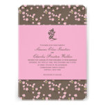 Rose, faire-part de mariage de fleurs de cerisier 