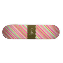 Rose Girly et Seafoam barrés Skateboards Personnalisés