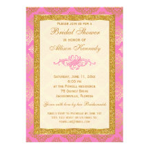 Rose, invitation nuptiale de douche de damassé de 
