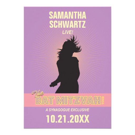Rose Invitation-Pourpre de bat mitzvah de vedette 