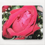Rose je t'aime tapis de souris