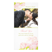 Rose + Merci floral blanc Photocards de mariage Photocarte