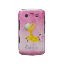 Rose mignon de girafe de bande dessinée personnali coques blackberry