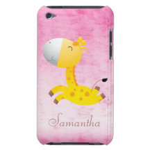 Rose mignon de girafe de bande dessinée personnali coque iPod touch 