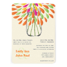 Rose moderne de pot de maçon et mariage floral ora cartons d'invitation personnalisés