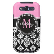 Rose noir de monogramme de l'affaire | de la galax étuis galaxy SIII