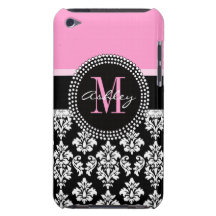 Rose noir de monogramme de l'affaire | d'iPod de d Étuis Barely There iPod