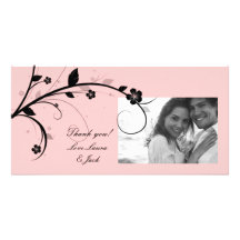 Rose noir et blanc de carte photo floral élégant cartes avec photo