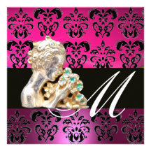 ROSE, NOIR, POURPRE, fuchsia de MONOGRAMME de BIJO Faire-parts