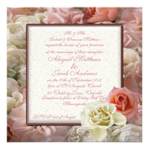 Rose pâle de pêche et mariage crème de rose blanc faire-part