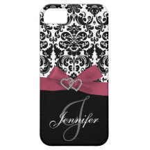 Rose personnalisé, caisse fleurie noire de damassé coque iPhone 5 Case-Mate
