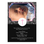 Rose/photo grise/noire du dévouement 5x7 de bébé d invitations