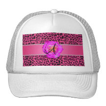 Rose rose de roses indien de léopard de monogramme casquette de camionneur
