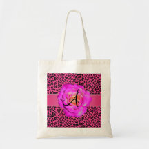 Rose rose de roses indien de léopard de monogramme sac