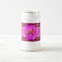 Rose rose de roses indien de léopard de monogramme mug