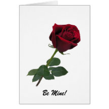 Rose rouge de longue tige élégante cartes de vœux