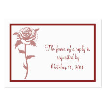 Rose rouge épousant la carte- de réponse de RSVP Cartes De Visite Professionnelles
