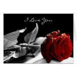 Rose rouge "je t'aime" avec la citation chinoise d carte de vœux