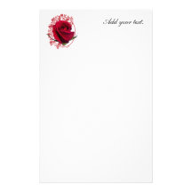 Rose rouge motifs pour papier à lettre