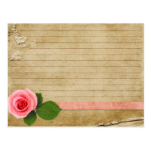 Rose vintage de rose de carte de recette de mariag cartes postales