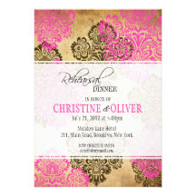 Rose vintage et dîner de répétition de mariage de  cartons d'invitation