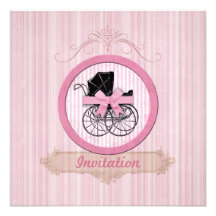 Rose vintage minable d'invitation de baby shower