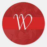 "Roses dans le monogramme de rouge romantique" - [ Autocollants