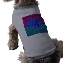 Roses de bleu de monogramme de scintillement t-shirts pour animaux domestiques