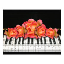 Roses de clavier de piano et notes de musique bristols personnalisés