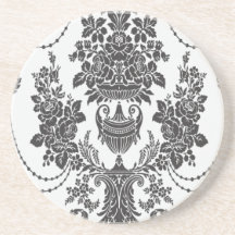 roses de damassé blancs et noirs dessous de verre