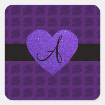 Roses de monogramme de coeur pourpre autocollants