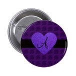 Roses de monogramme de coeur pourpre badges
