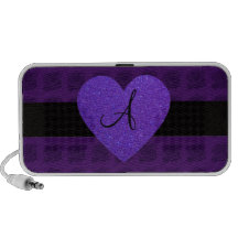 Roses de monogramme de coeur pourpre haut-parleurs mp3