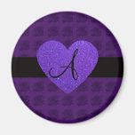 Roses de monogramme de coeur pourpre magnets