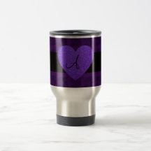 Roses de monogramme de coeur pourpre mug