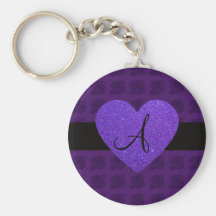 Roses de monogramme de coeur pourpre porte-clef