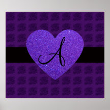 Roses de monogramme de coeur pourpre posters
