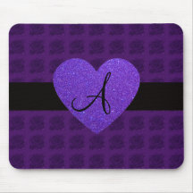 Roses de monogramme de coeur pourpre tapis de souris