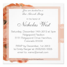 Roses de pêche et invitation de Mitzvah de barre d